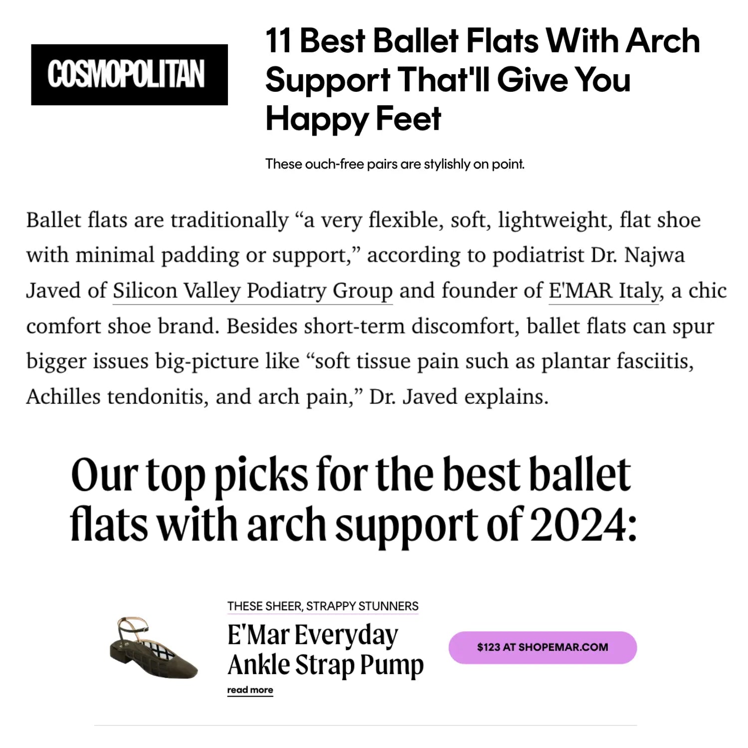 11 Best Ballet Flats With Arch Support - Cosmopolitan Press