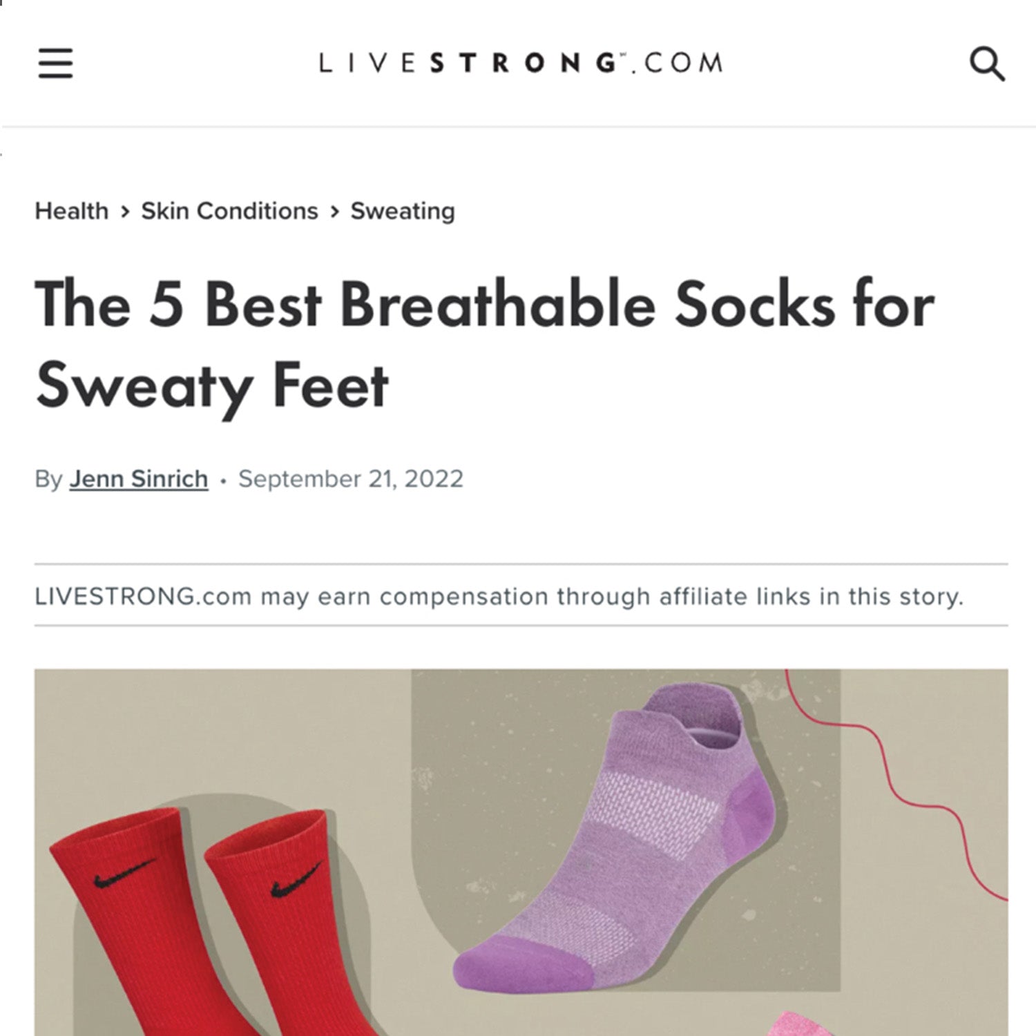 Livestrong - 5 Best Breathable Socks For Sweaty Feet