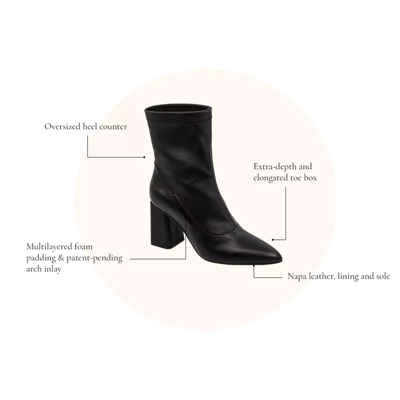 Noir Black Nayel Ankle Leather Boots Features