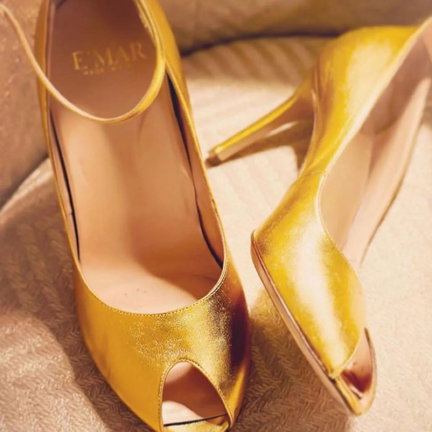 Gold Raya Ankle Strap Pump Heels
