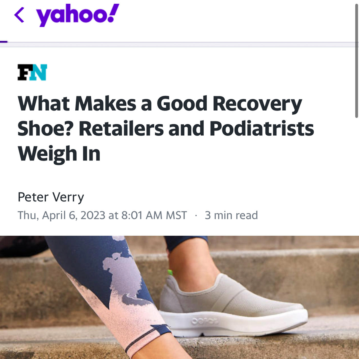 Yahoo - What Makes a Good Recovery Shoes