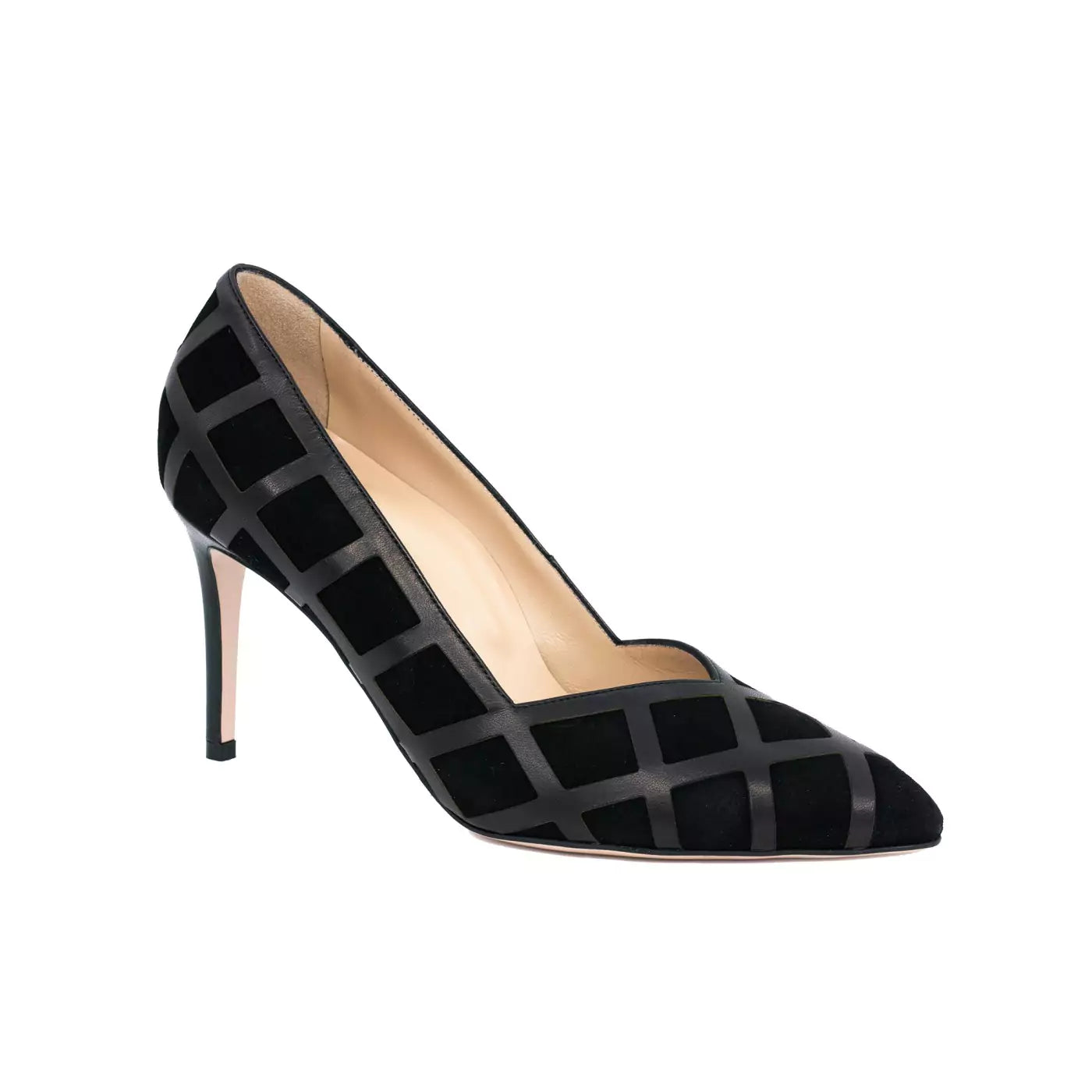 Chanel Black Satin and Patent Capped Toe Pumps - Ann's Fabulous Closeouts