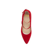 Meraki Red Double Strap Almond Toe Mary Jane Heels | E'MAR