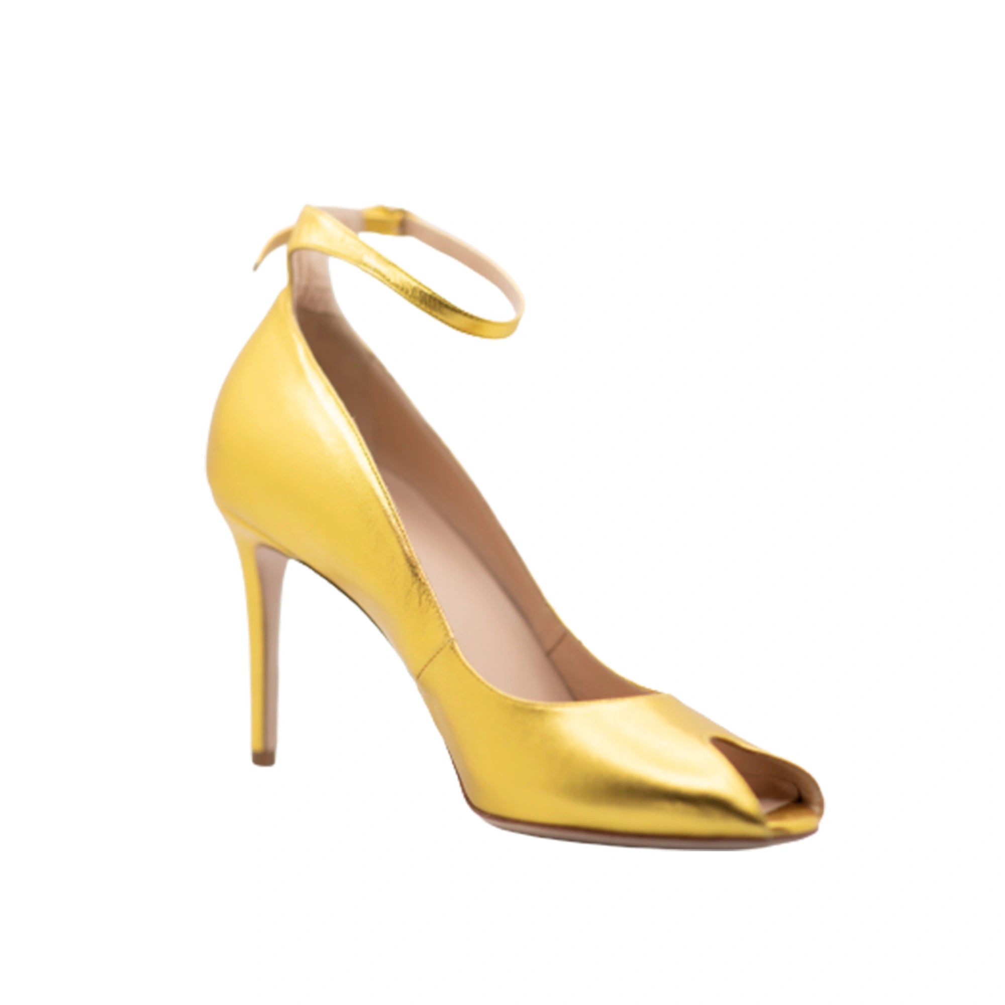 Gold Open Toe Heels with Ankle Straps | Anne Fontaine UK